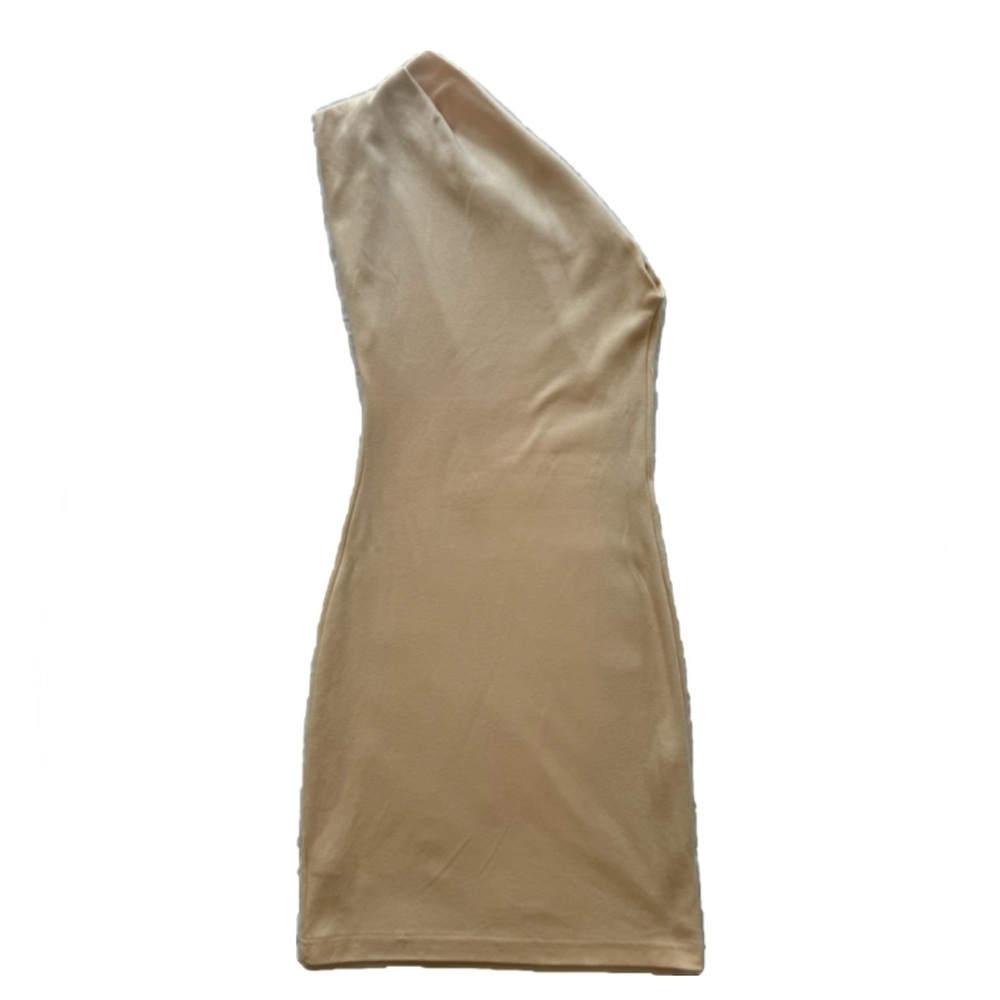 AMERICAN APPAREL | CLASSIC GIRL FITTED DRESS | ONE-SHOULDER | CREAM | SIZE XS/S